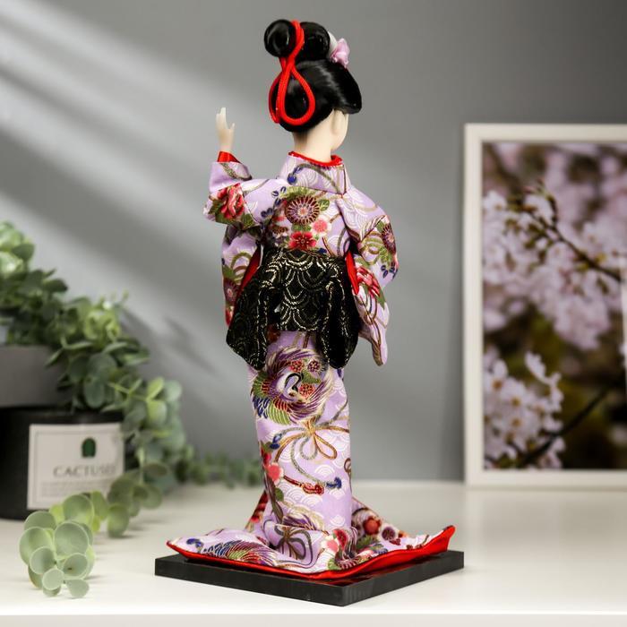 Кукла коллекционная "Японка в цветочном кимоно с бабочкой на руке" 30х12,5х12,5 см - фото 4 - id-p208229960