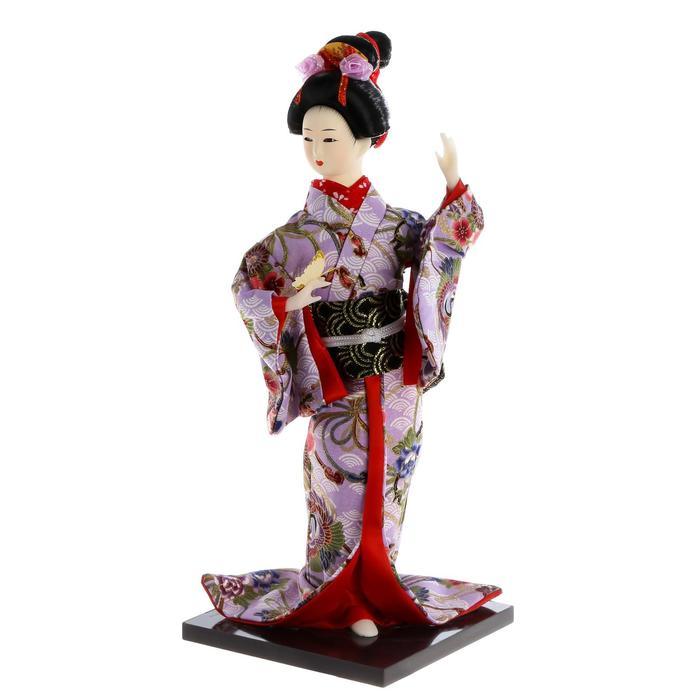 Кукла коллекционная "Японка в цветочном кимоно с бабочкой на руке" 30х12,5х12,5 см - фото 6 - id-p208229960