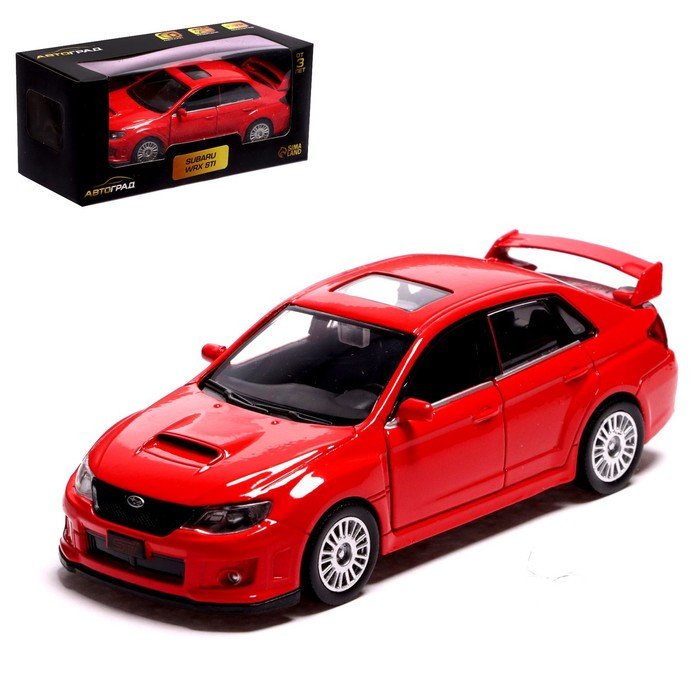 Машина металлическая SUBARU WRX STI, 1:32, инерция, открываются двери, цвет красный - фото 1 - id-p208230034