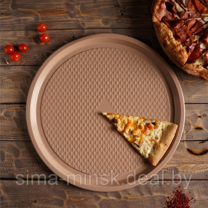 Форма для пиццы Magistro Shiny Diamond, 39×1,5 см, толщина 0,6 мм, антипригарное покрытие, цвет коричневый - фото 4 - id-p208227666