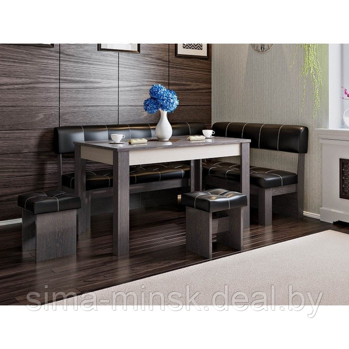 Кухонный уголок «Валенсия», стол 1200×600×740 мм, банкетка 2 шт, цвет венге / браун - фото 1 - id-p208226217
