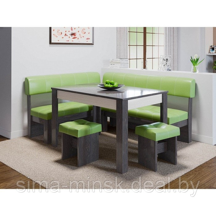 Кухонный уголок «Валенсия», стол 1200×600×740 мм, банкетка 2 шт, цвет венге / фисташка - фото 1 - id-p208226218
