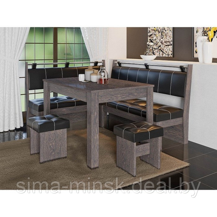 Кухонный уголок «Остин», стол 1000×600×740 мм, банкетка 2 шт, цвет венге / браун - фото 1 - id-p208226231