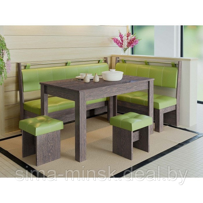 Кухонный уголок «Остин», стол 1000×600×740 мм, банкетка 2 шт, цвет венге / фисташка - фото 1 - id-p208226232