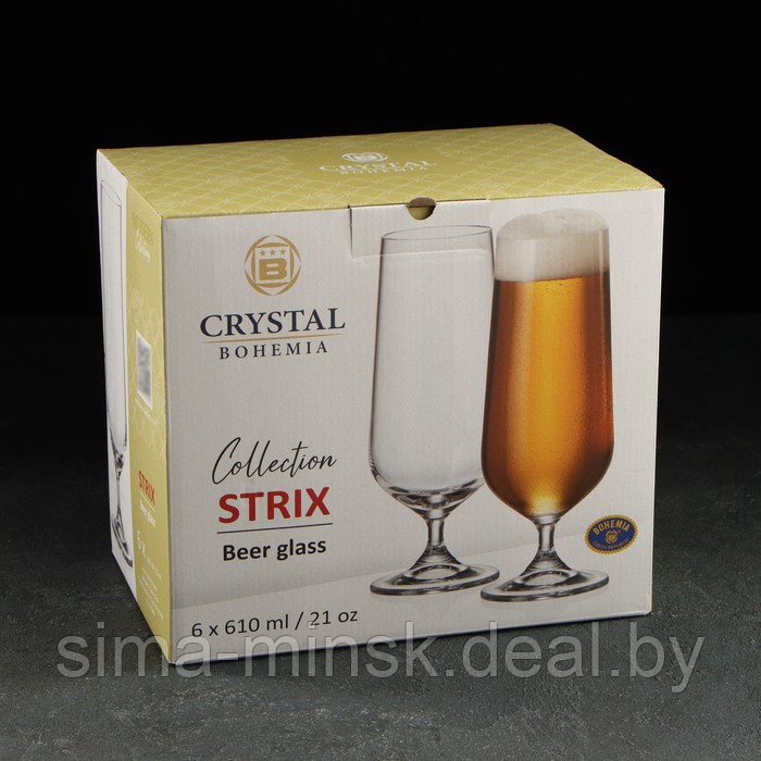 Набор бокалов для пива Strix, стеклянный, 610 мл, 6 шт - фото 4 - id-p208228042