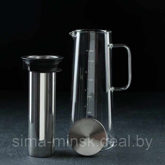 Кувшин стеклянный для заваривания кофе и чая «Фито», 1,5 л - фото 3 - id-p208228133