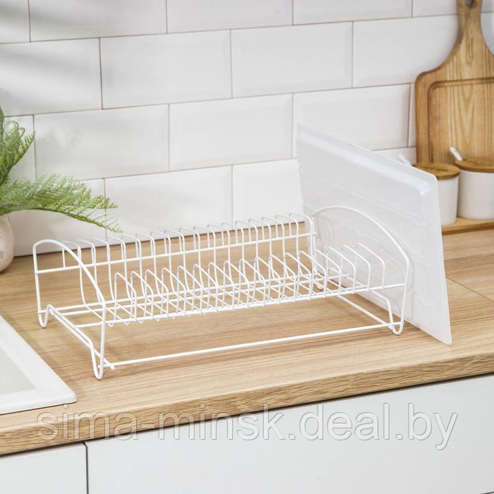 Сушилка для посуды с поддоном, 39×25×12 см, цвет белый - фото 3 - id-p208227402