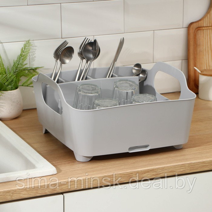 Сушилка для посуды «ИЗЛИ», 37×33×18 см, цвет смоки - фото 1 - id-p208227409