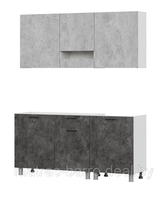 Кухня Розалия New 1.7 метра бетон светлый/бетон темный (2 столешницы) - фото 3 - id-p208237134