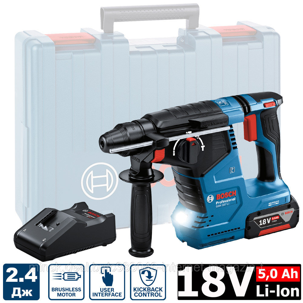 Перфоратор аккумуляторный GBH 187-LI Professional BOSCH (0611923022) - фото 1 - id-p208236902