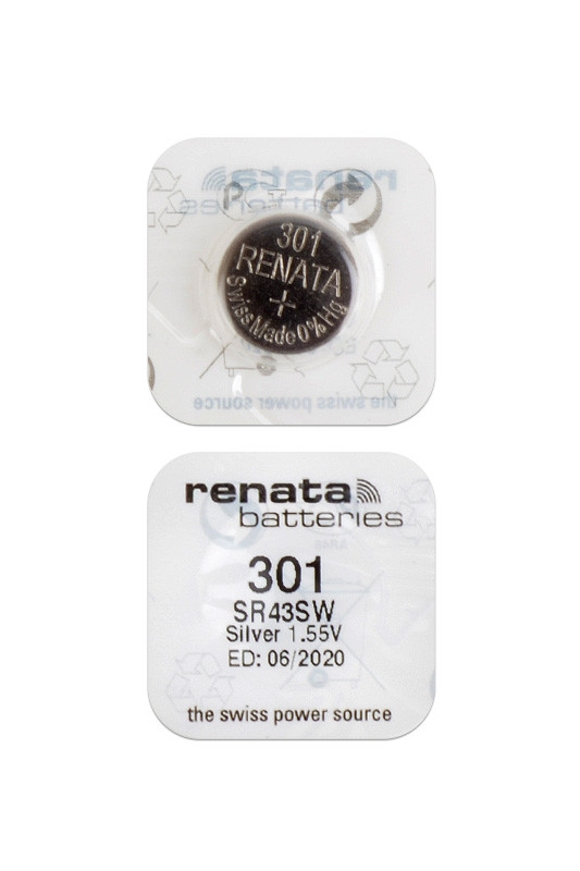 Батарейка (элемент питания) Renata SR43SW 301 (0%Hg), 1 штука - фото 1 - id-p94981798