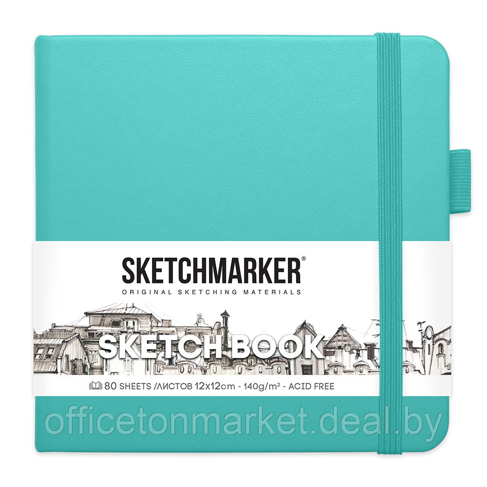 Скетчбук "Sketchmarker", 12x12 см, 140 г/м2, 80 листов, аквамарин - фото 1 - id-p208251940