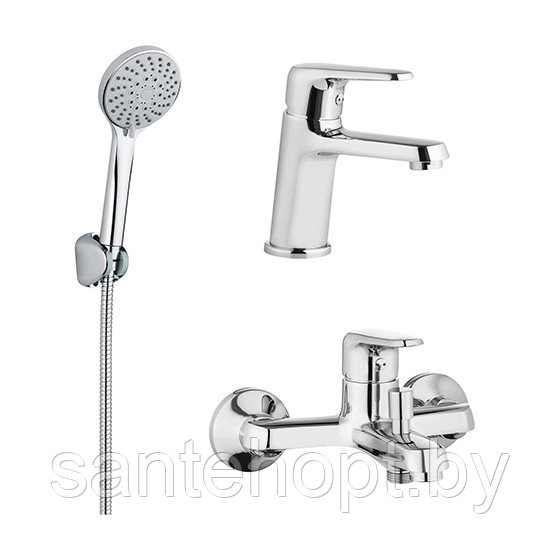 Комплект смесителей (для ванной, раковины и душ.гарнитур) Deante Aveo, хром - фото 1 - id-p208255325
