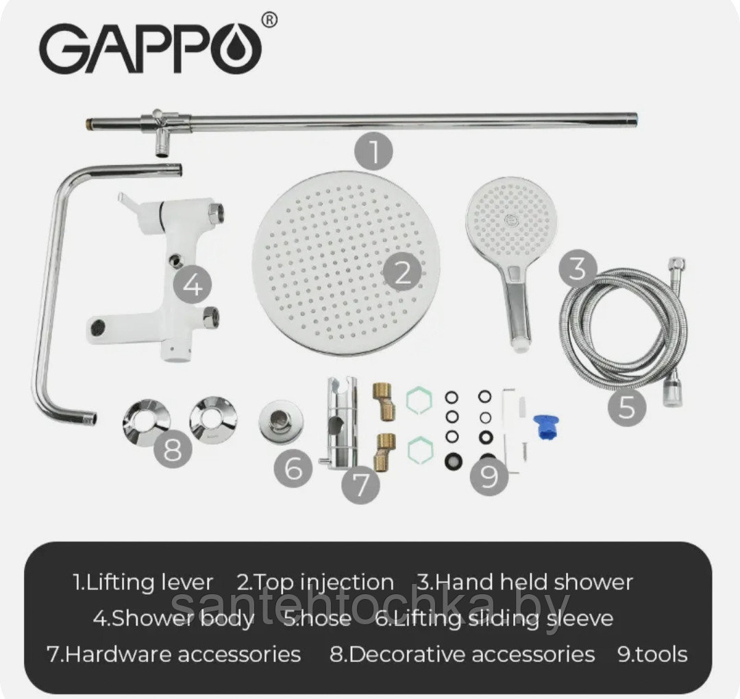 Душевая система Gappo G2403-8 - фото 7 - id-p208258102