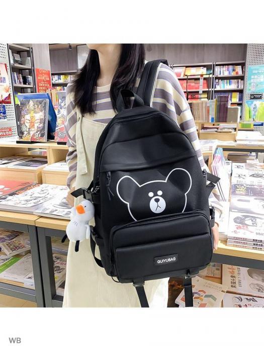 Рюкзак школьный для девочки подростков детский портфель черный ранец в школу 4 в 1 маленький - фото 6 - id-p208270431