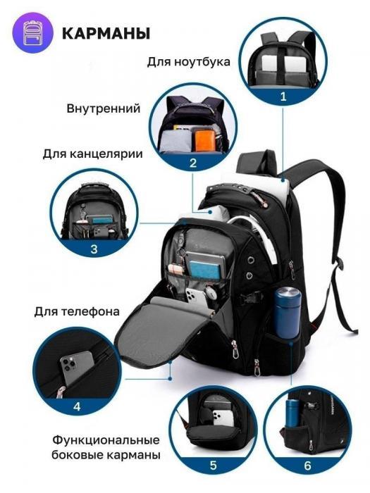 Рюкзак школьный для мальчика подростков ортопедический черный ранец в школу для ноутбука - фото 5 - id-p208270432