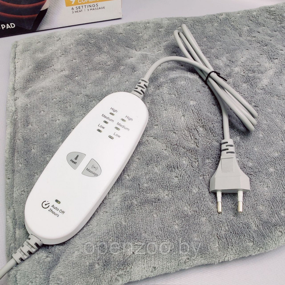 Массажирующая электрогрелка Massaging Weighted Heating Pad (3 уровня тепла, 3 режима массажа, 9 комбинаций, - фото 2 - id-p207882115