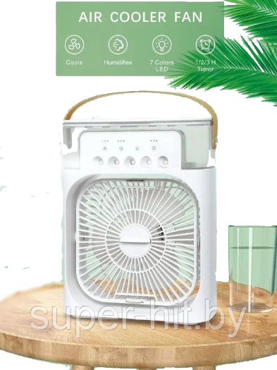 Мини кондиционер, вентилятор настольный, Air Cooler Fan c LED подсветкой, 3 скорости, увлажнитель, ночник - фото 3 - id-p208275044