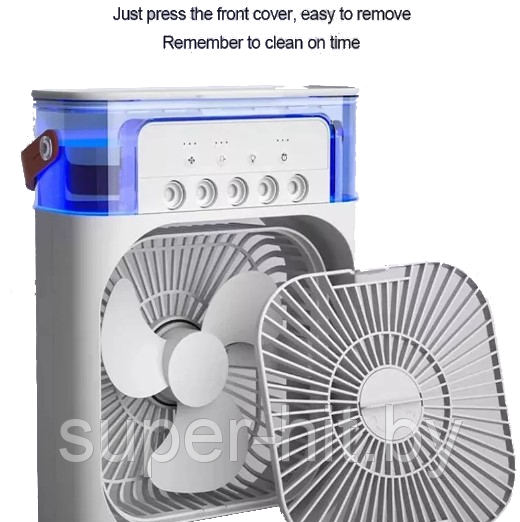 Мини кондиционер, вентилятор настольный, Air Cooler Fan c LED подсветкой, 3 скорости, увлажнитель, ночник - фото 4 - id-p208275044