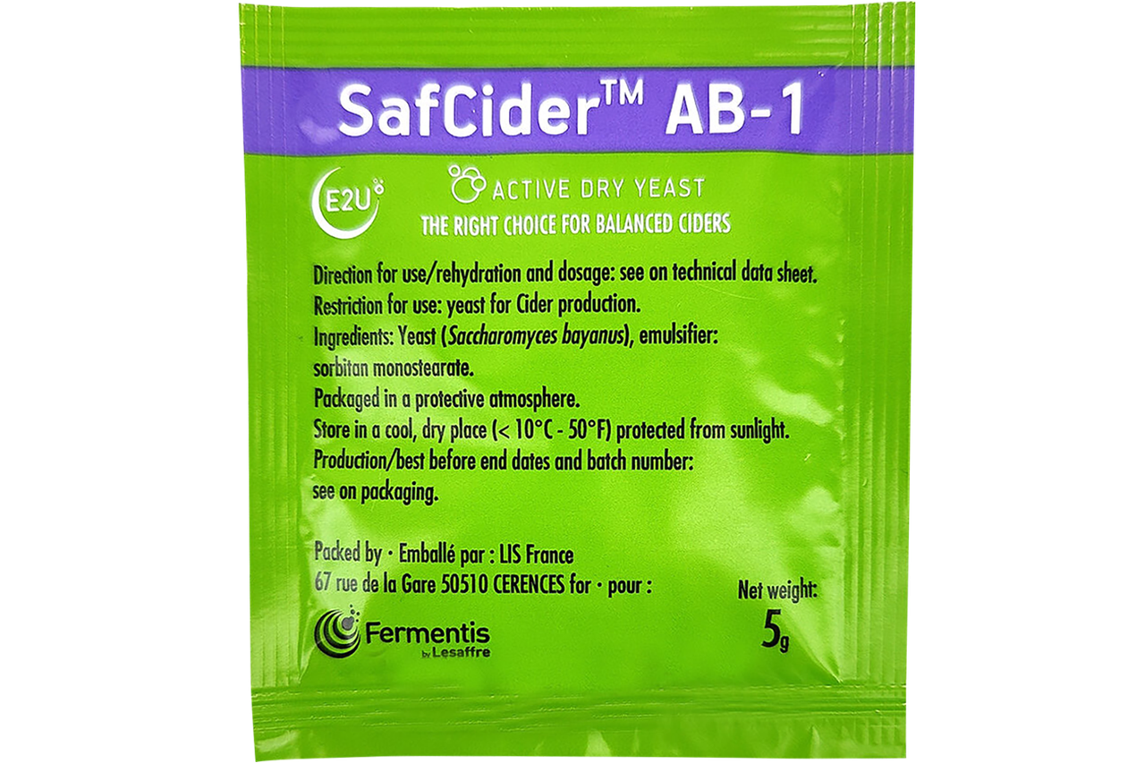 Дрожжи для сидра Fermentis "Safcider AB-1 ", 5 г - фото 1 - id-p208289292