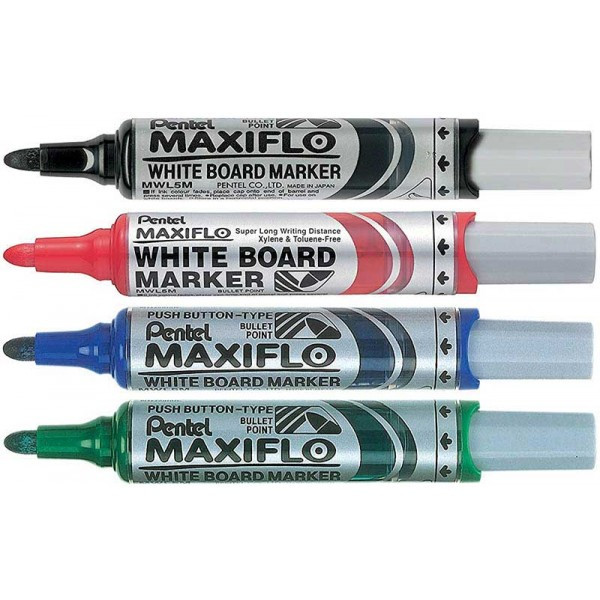 Набор маркеров д/д "Maxiflo" Pentel 4 шт., ассорти, MWL5M-4 - фото 1 - id-p208291609