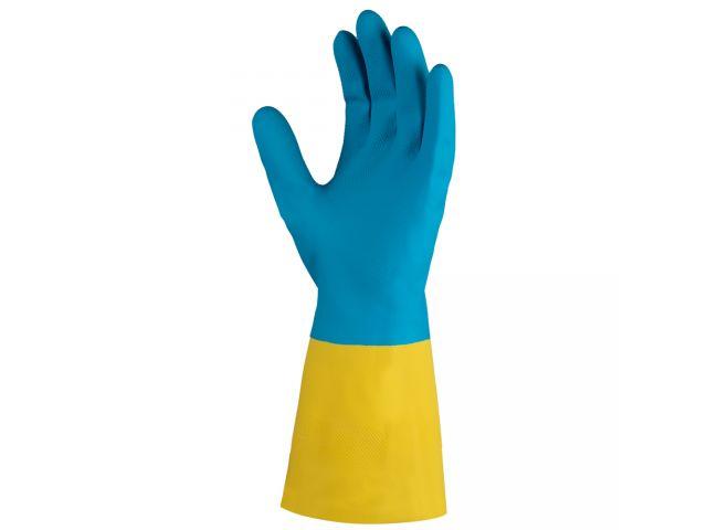 Перчатки К80 Щ50 неопреновые хозяйственно - промышленные, р-р 10/XL, желто-голубые, JetaSafety (Хозяйствен., - фото 1 - id-p208111145