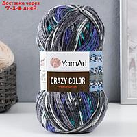 Пряжа "Crazy color" 25% шерсть, 75% акрил 260м/100гр (181 бир-синий)