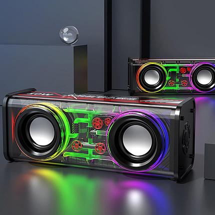 Портативная Bluetooth колонка с RGB подсветкой с двойным звуком V8, фото 2