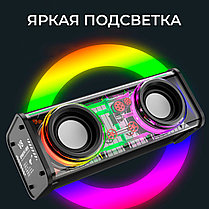 Портативная Bluetooth колонка с RGB подсветкой с двойным звуком V8, фото 2