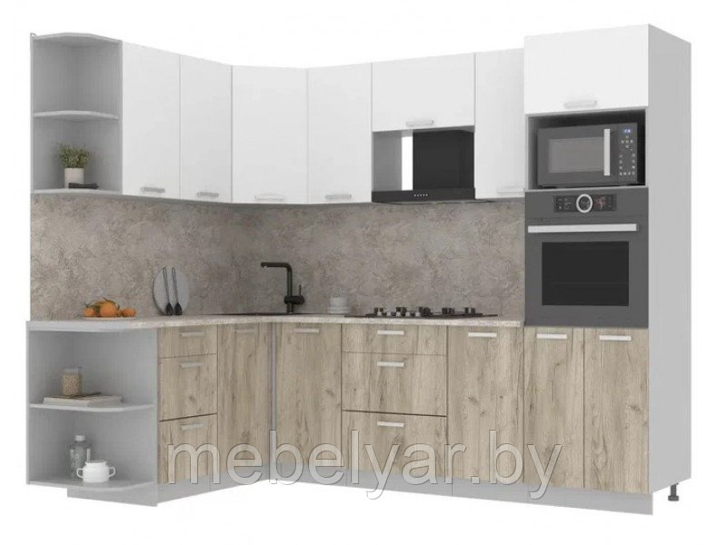 Кухня Интерлиния Мила Лайт 1,68х2,6 белый/дуб серый - фото 1 - id-p208305133