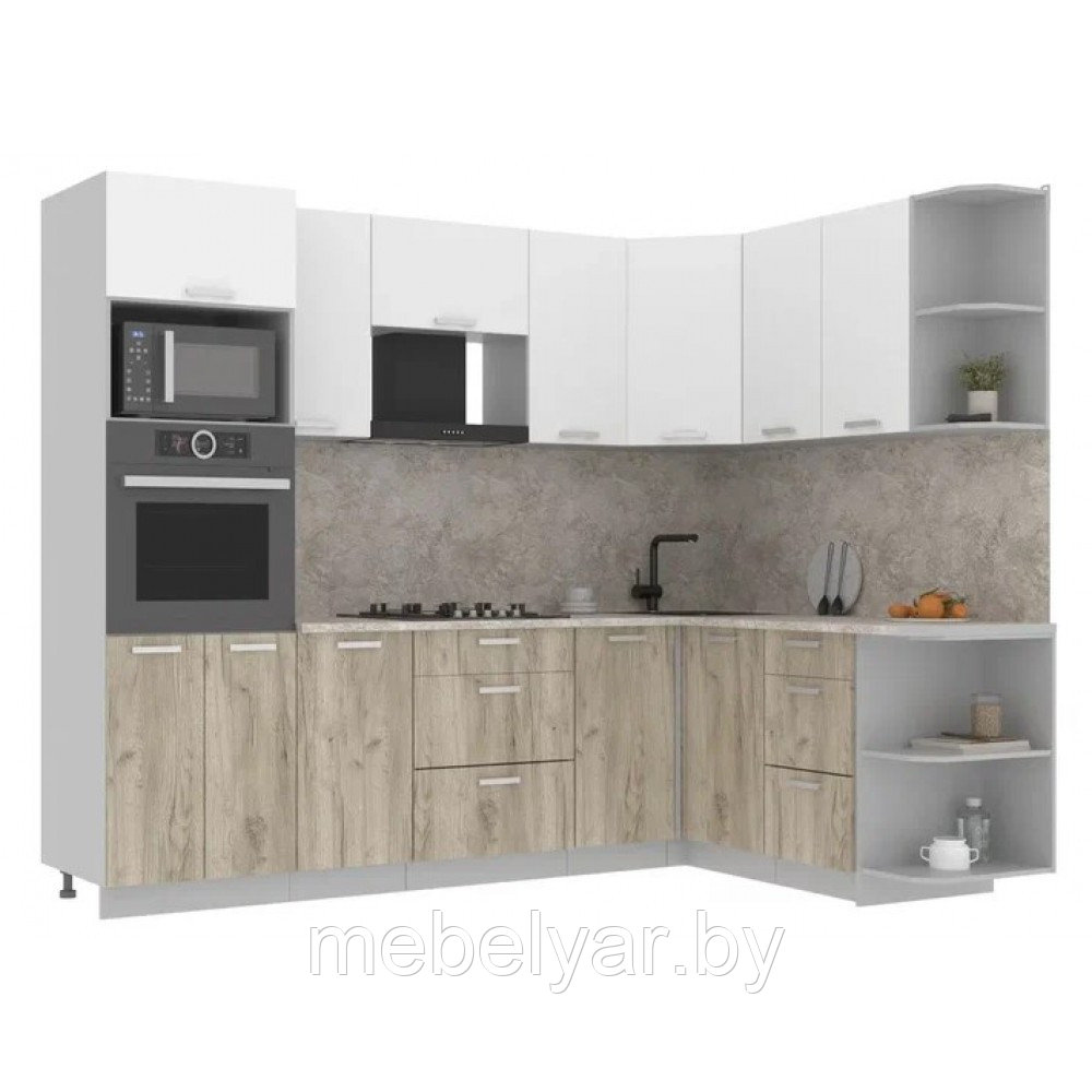 Кухня Интерлиния Мила Лайт 1,68х2,6 белый/дуб серый - фото 2 - id-p208305133