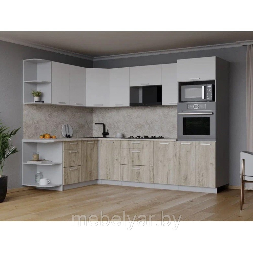 Кухня Интерлиния Мила Лайт 1,68х2,6 белый/дуб серый - фото 3 - id-p208305133