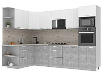 Кухня Интерлиния Мила Лайт 1,68х3,0 белый/бетон