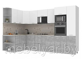 Кухня Интерлиния Мила Лайт 1,68х3,2 белый/бетон