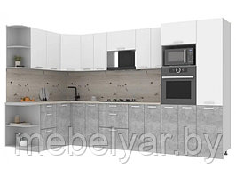 Кухня Интерлиния Мила Лайт 1,68х3,4 белый/бетон