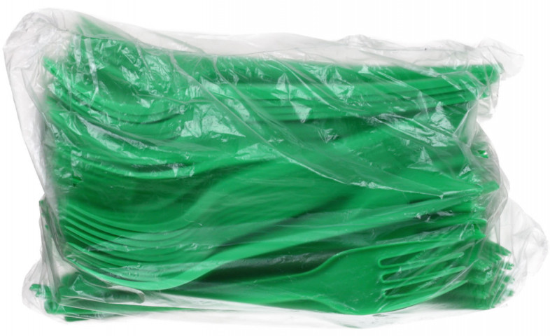 Вилка одноразовая пластиковая «ИнтроПластик» длина 165 мм, 100 шт., зеленая - фото 1 - id-p208307759