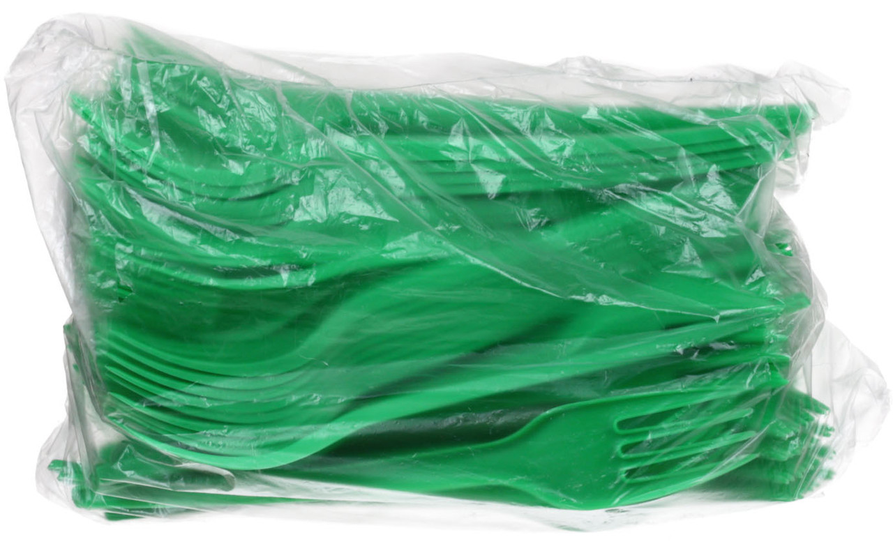 Вилка одноразовая пластиковая «ИнтроПластик» длина 165 мм, 100 шт., зеленая - фото 2 - id-p208307759