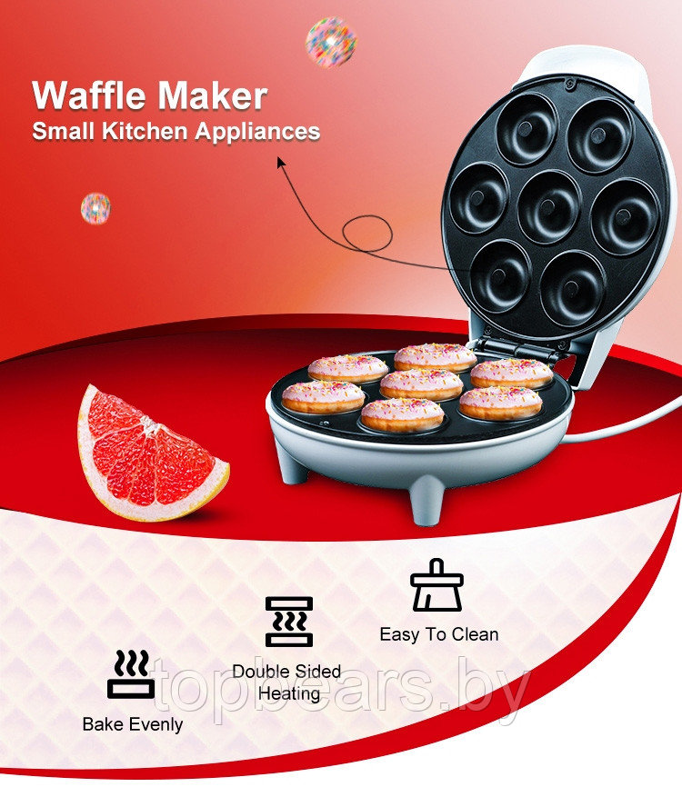 Аппарат для выпечки мини-пончиков Donut Maker KC-TTQ-1 на 7 форм, 1200W - фото 7 - id-p208309778
