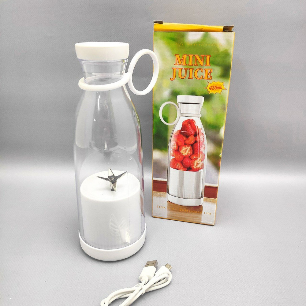 Портативный ручной бутылка-блендер для смузи Mini JuiceА-578, 420 ml Белый - фото 10 - id-p208310285