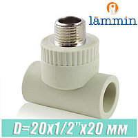 Тройник с наружной резьбой d20x1/2"x20 Lammin