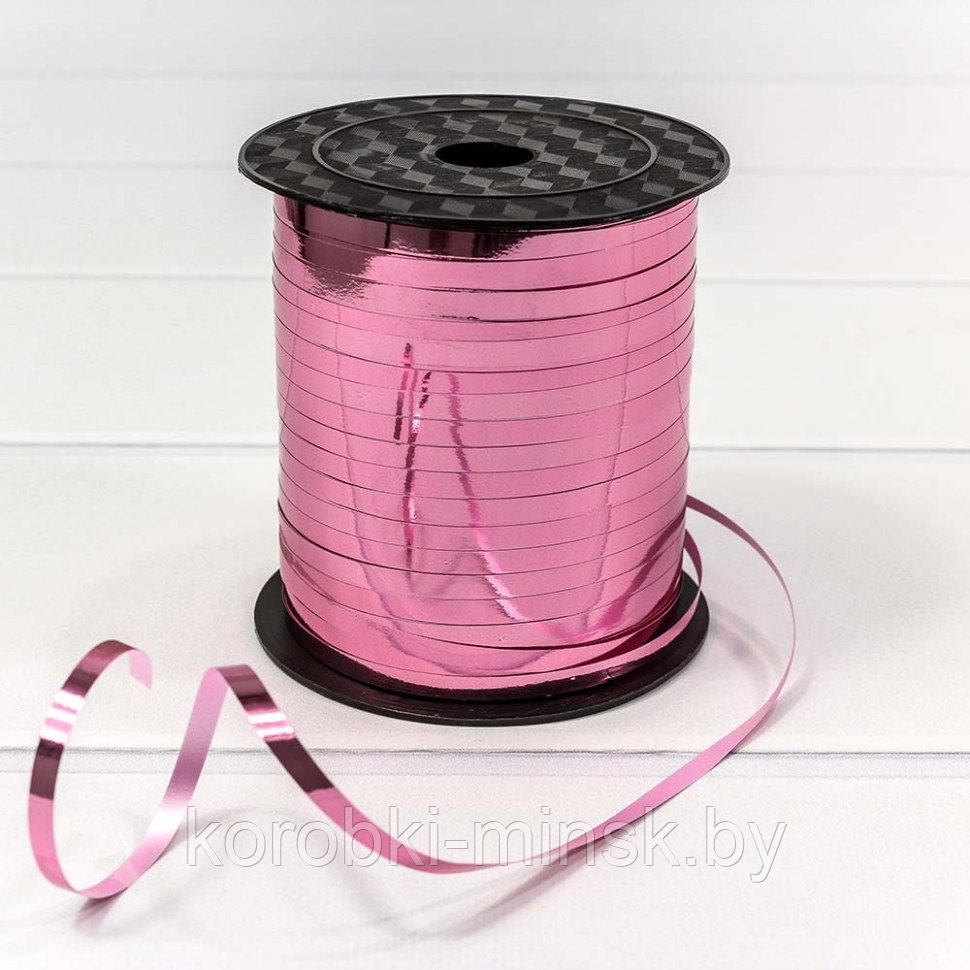 Лента полипропиленовая (бобина) металлизированная  0,5 см*250 ярд. Розовый