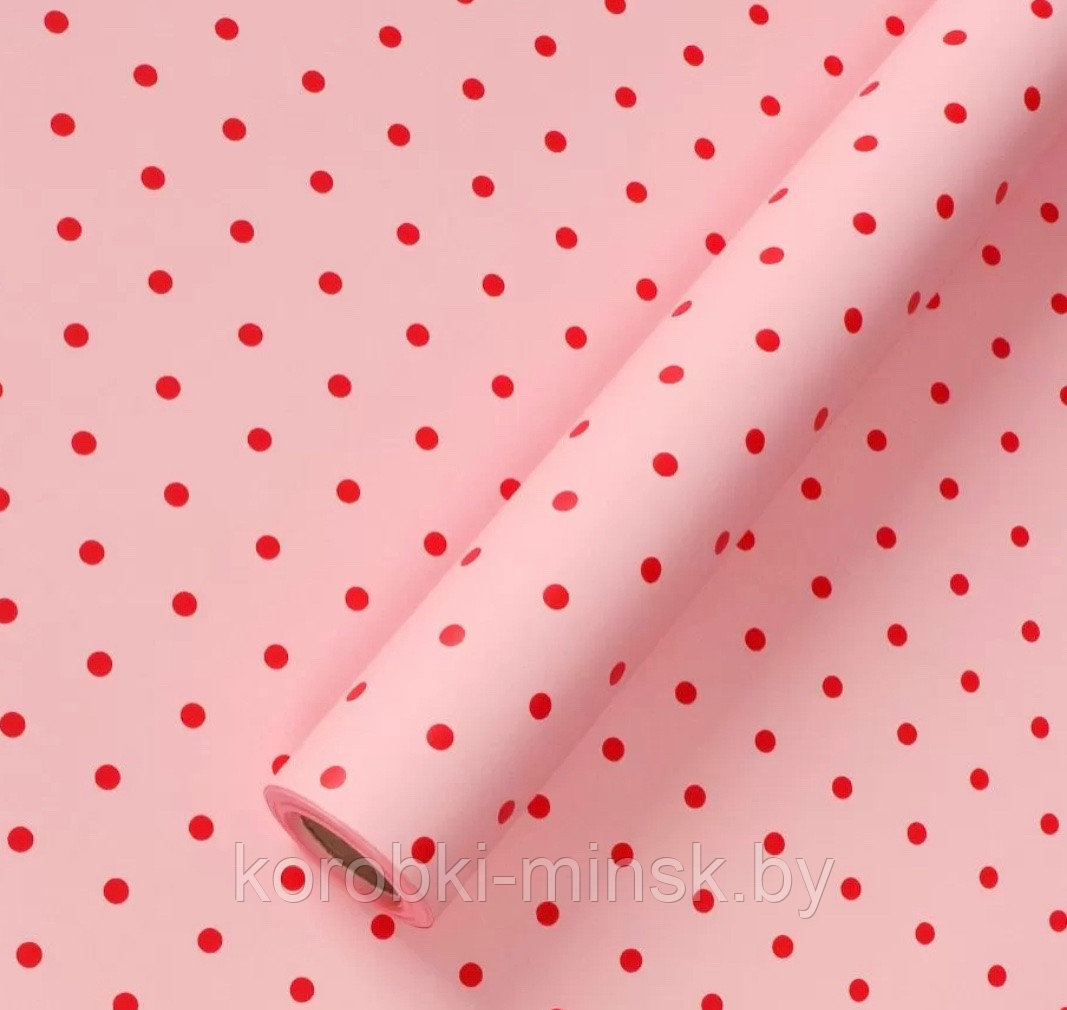 Пленка матовая "Цветные горошины" 58см*10м, 65 мкр. Розовый персик