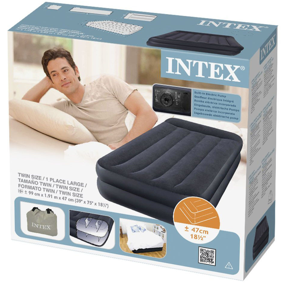 Надувная кровать Intex 64122 "Pillow Rest Raised Bed" (99x191x42 см) - фото 2 - id-p162501057