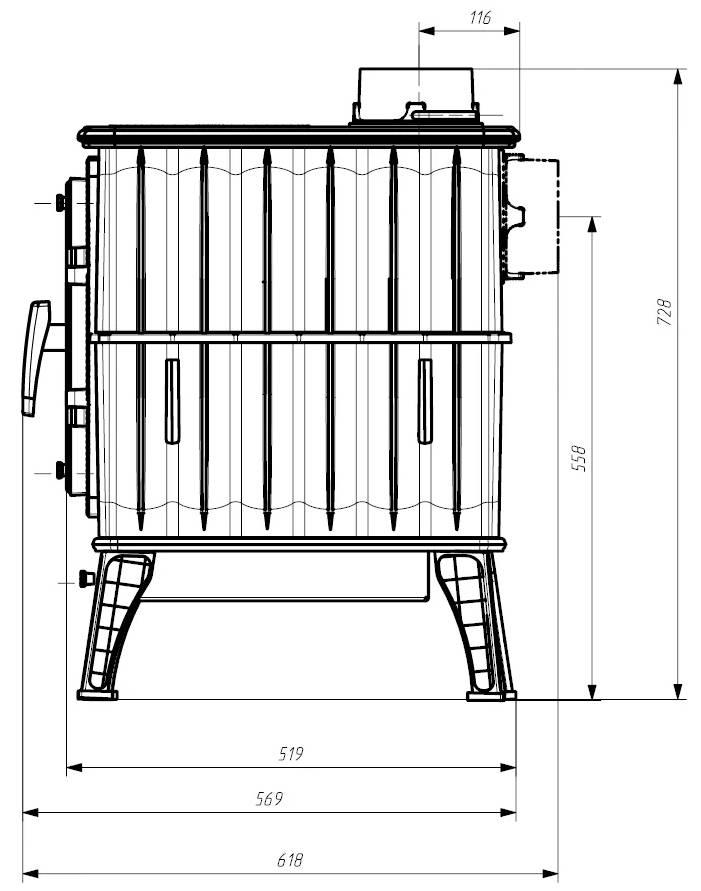 Печь-камин PROMETALL отопительно-варочная «БАХТА» чёрная - фото 7 - id-p208348093