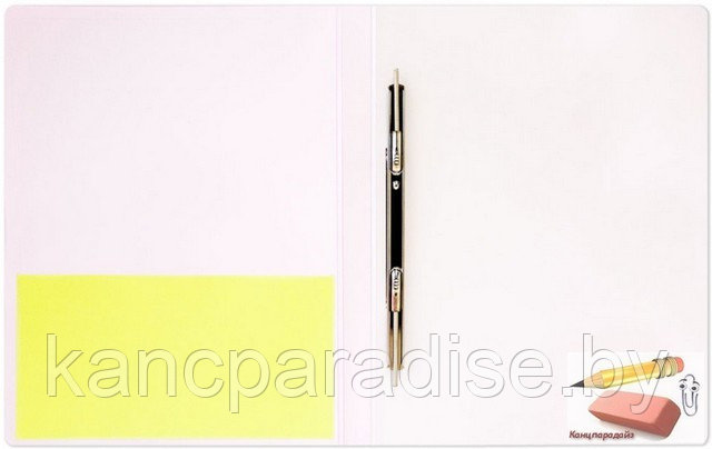 Папка с пружинным скоросшивателем Бюрократ.Double, пластик, 0,7 мм., 27 мм., с карманом, желтая, арт.DNE07PYEL - фото 2 - id-p208351315