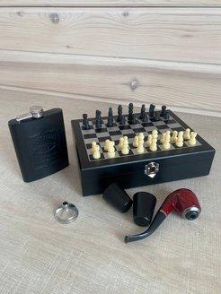 Подарочный набор с флягой, шахматами, трубкой и рюмками - фото 4 - id-p208356114
