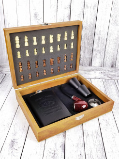 Подарочный набор с флягой, шахматами, трубкой и рюмками - фото 10 - id-p208356114