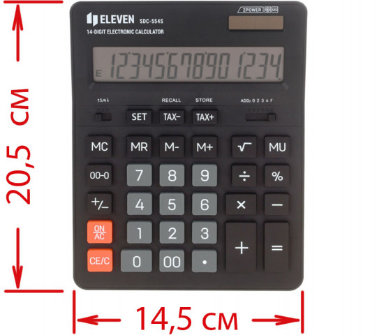 Калькулятор 14-разрядный Eleven SDC-554S черный - фото 2 - id-p208361579