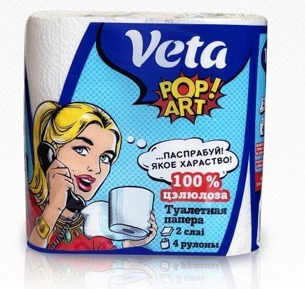 Туалетная бумага VETA Pop Art 2-х слойная (4 рул/пачка), фото 2