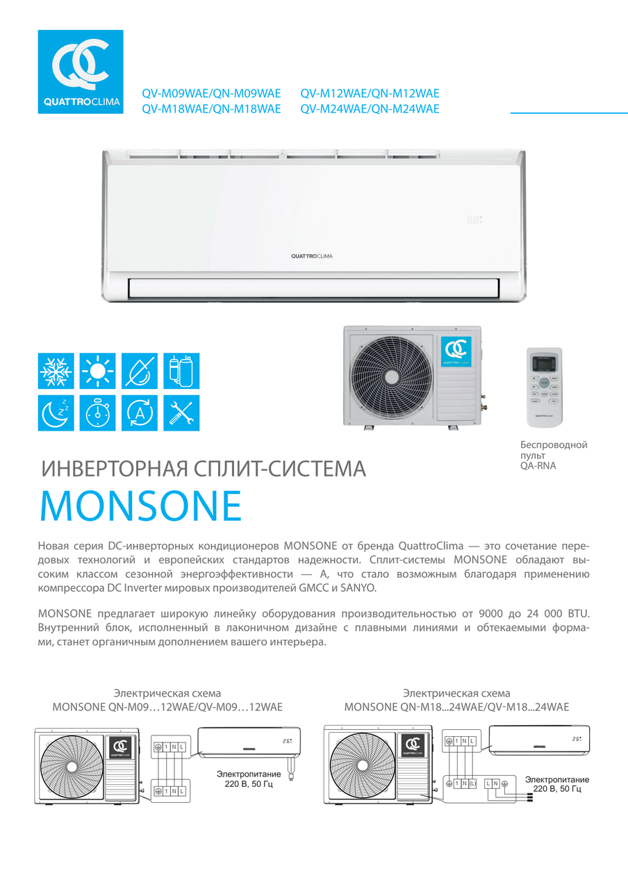 Кондиционер Quattroclima Monsone QV-M18WAE/QN-M18WAE - фото 6 - id-p208363596